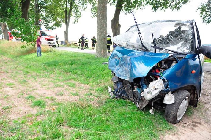 Rozstrzaskane auto za Gostycynem ZDJĘCIA