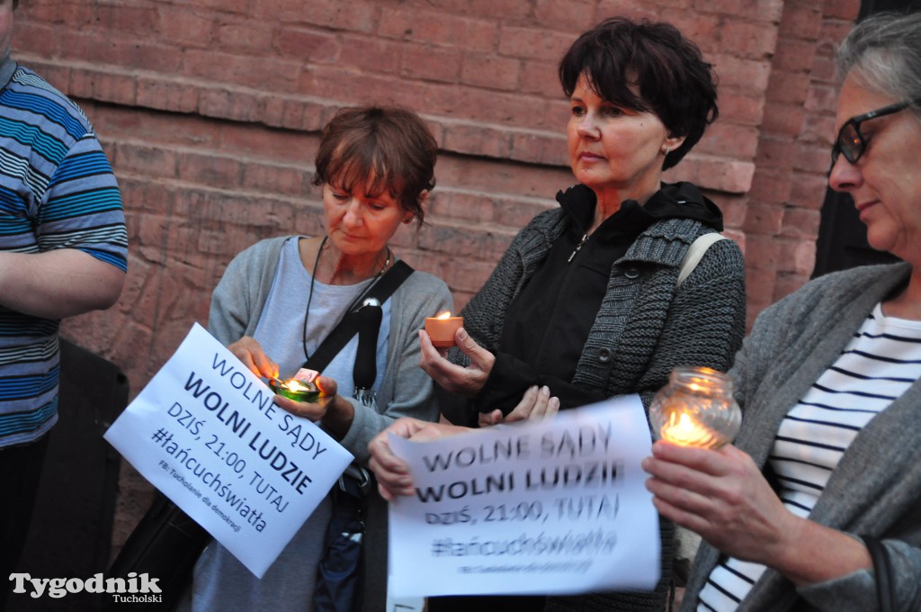 Protest pod sądem w Tucholi