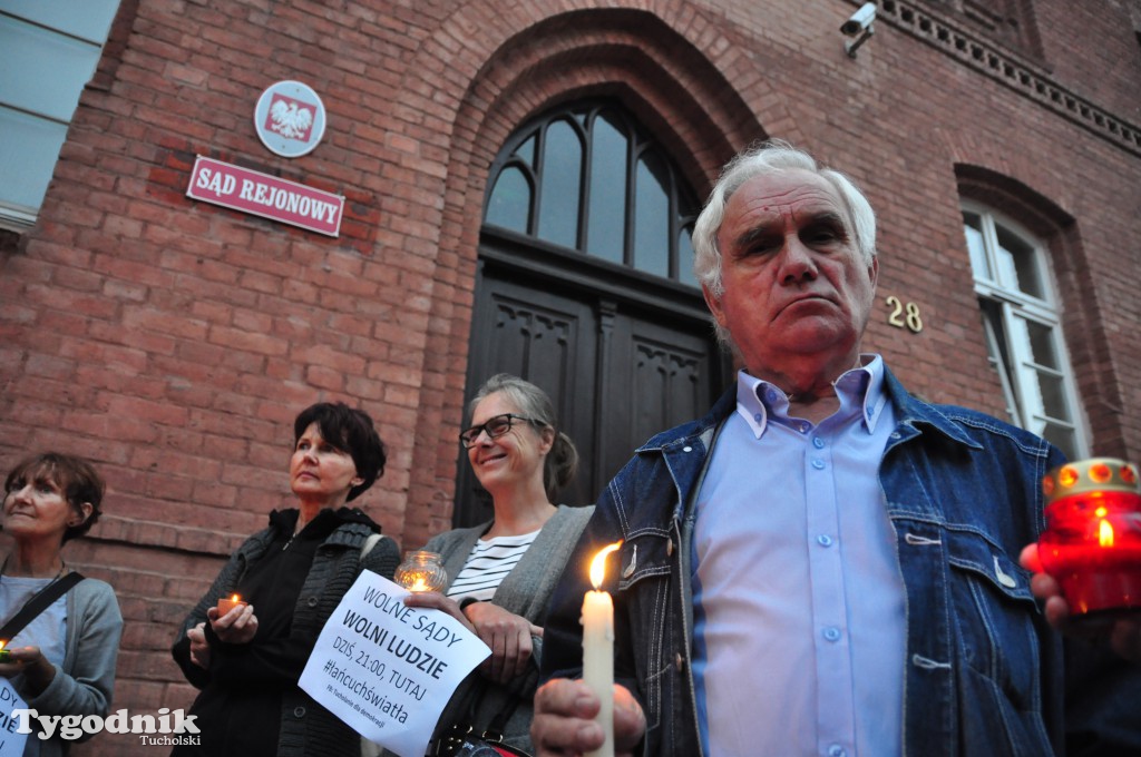Protest pod sądem w Tucholi