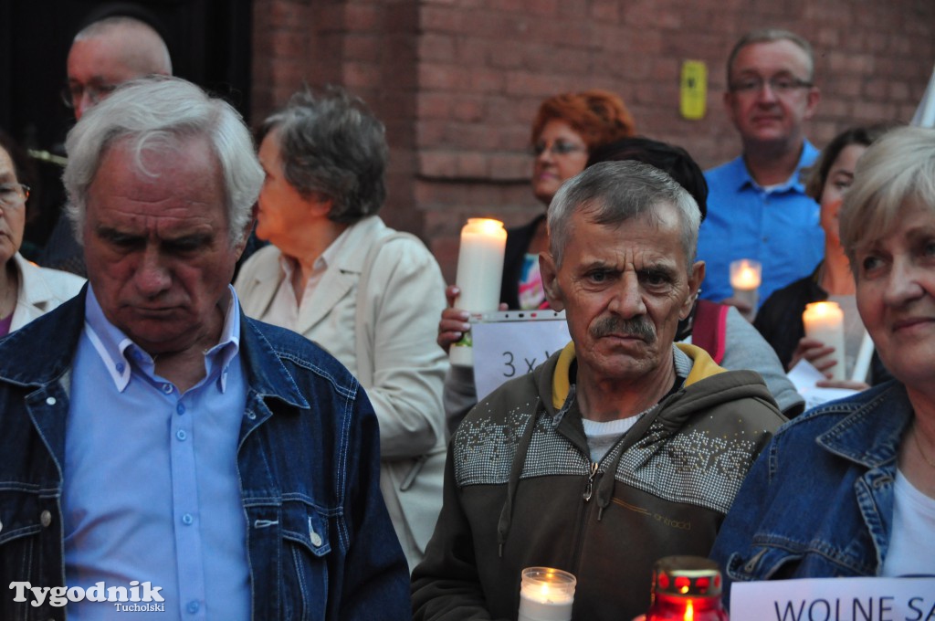 Protest pod sądem w Tucholi