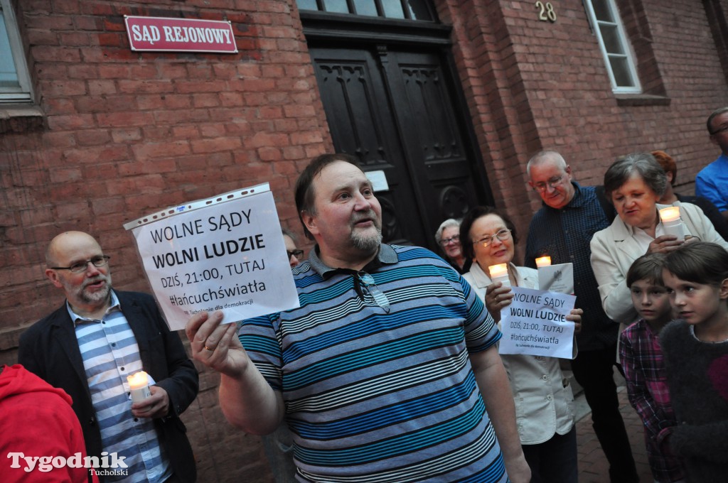 Protest pod sądem w Tucholi