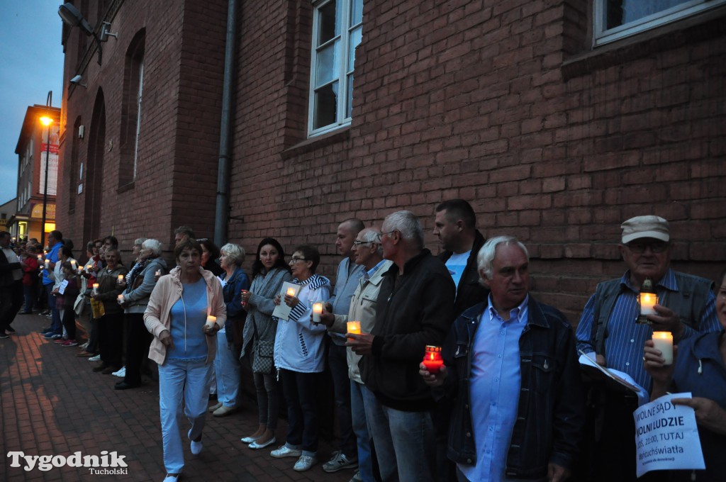 Protest pod sądem w Tucholi