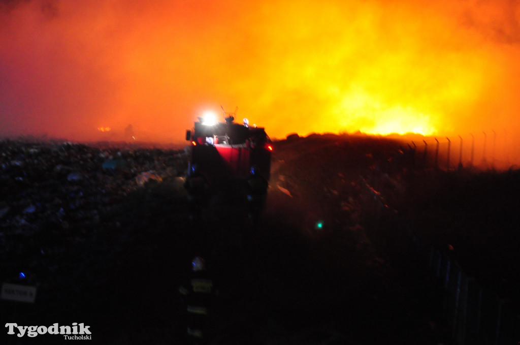 Pożar na wysypisku w Tucholi
