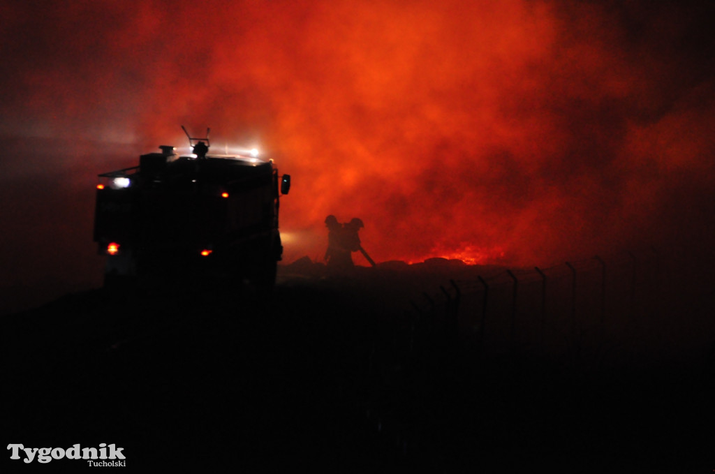 Pożar na wysypisku w Tucholi