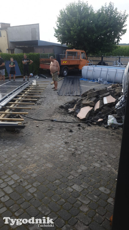 Burza zerwała dach na posesji w Cekcynie (28.07.2021)