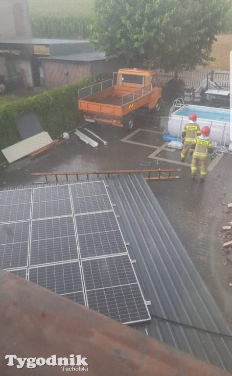 Burza zerwała dach na posesji w Cekcynie (28.07.2021)
