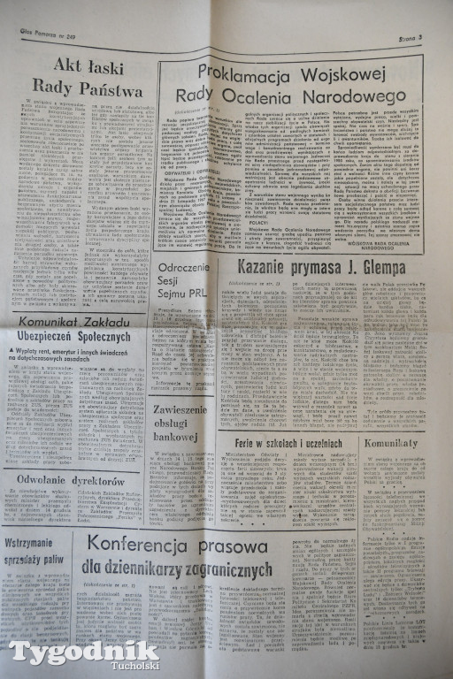 40 lat temu wprowadzono stan wojenny. Tak pisał Głos Pomorza