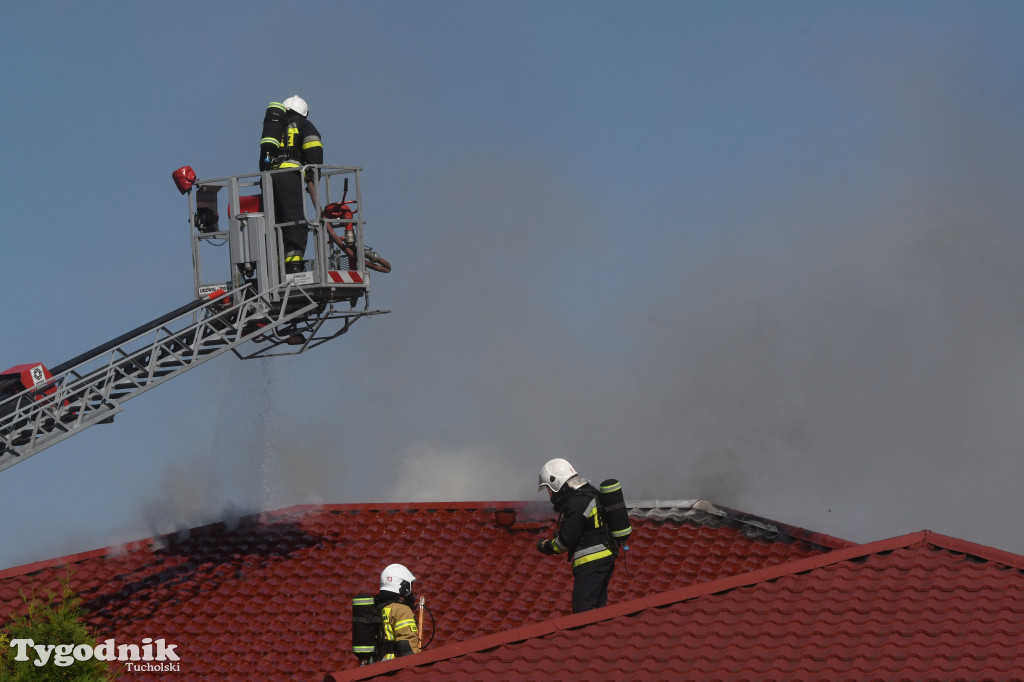 Pożar na os. Mickiewicza w Tucholi (26.08.22)