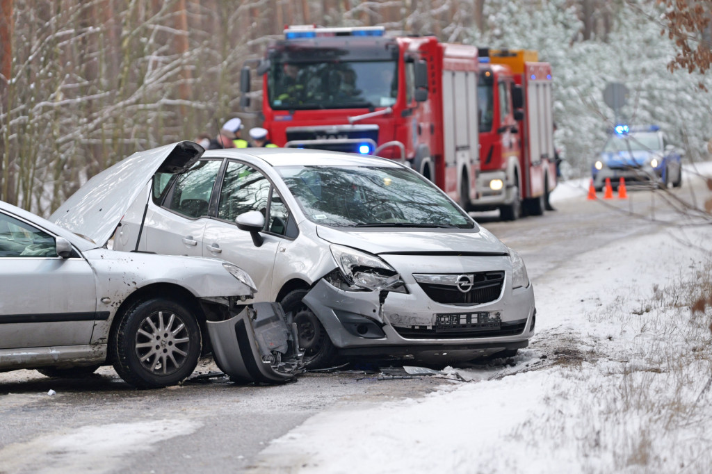 Wypadek na trasie Tuchola - Cekcyn, wtorek 18 lutego