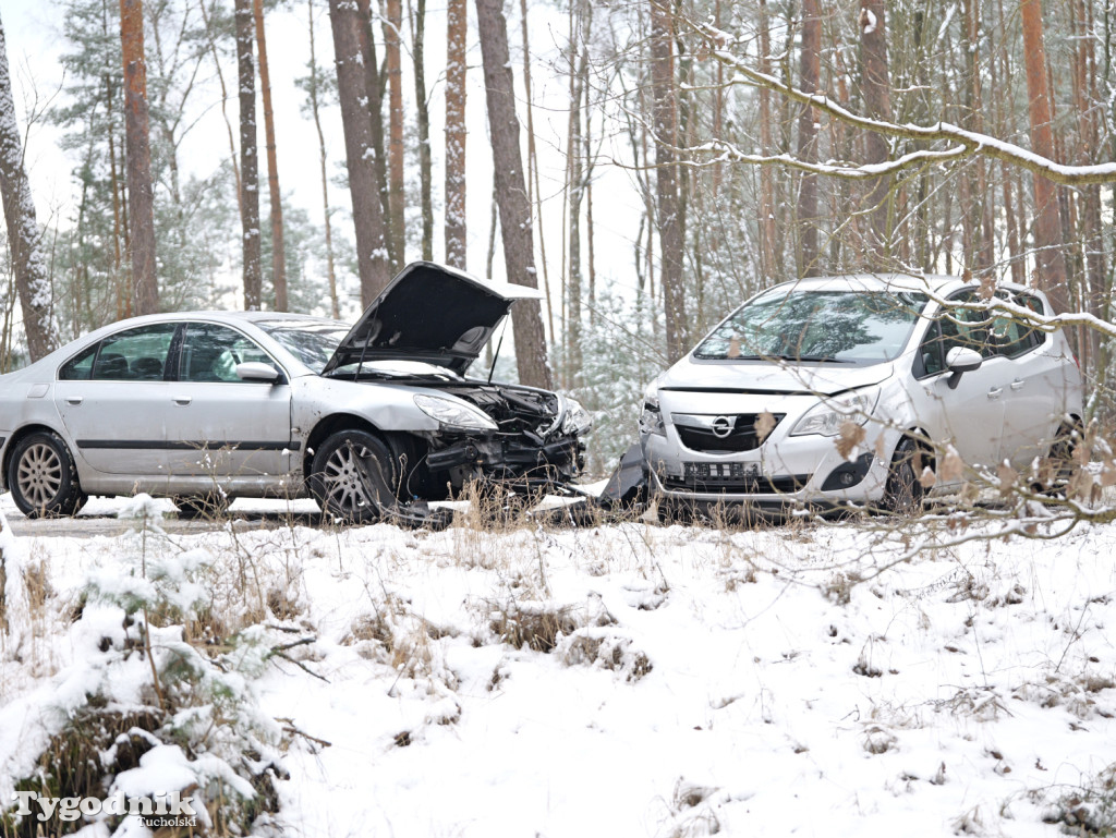 Wypadek na trasie Tuchola - Cekcyn, wtorek 18 lutego