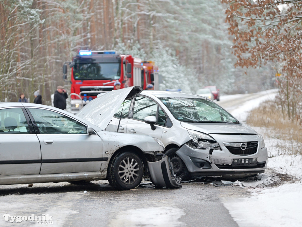 Wypadek na trasie Tuchola - Cekcyn, wtorek 18 lutego