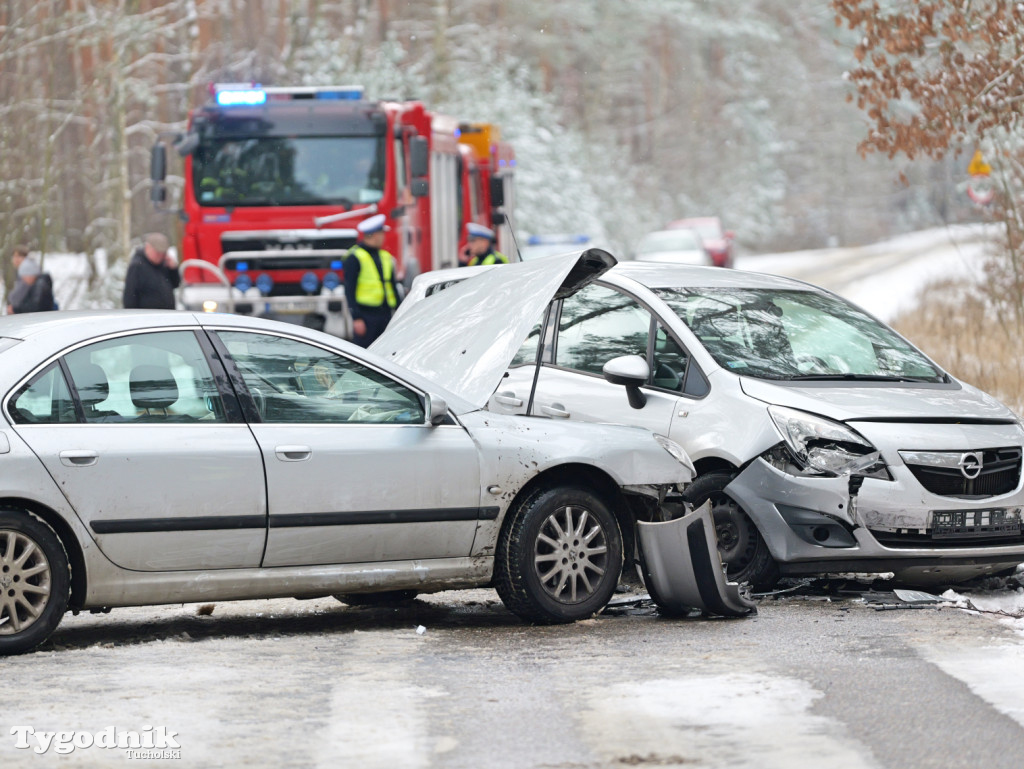 Wypadek na trasie Tuchola - Cekcyn, wtorek 18 lutego