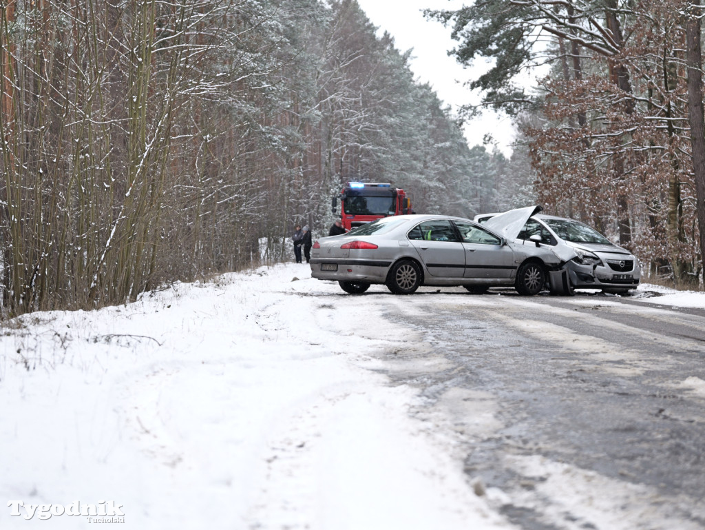 Wypadek na trasie Tuchola - Cekcyn, wtorek 18 lutego