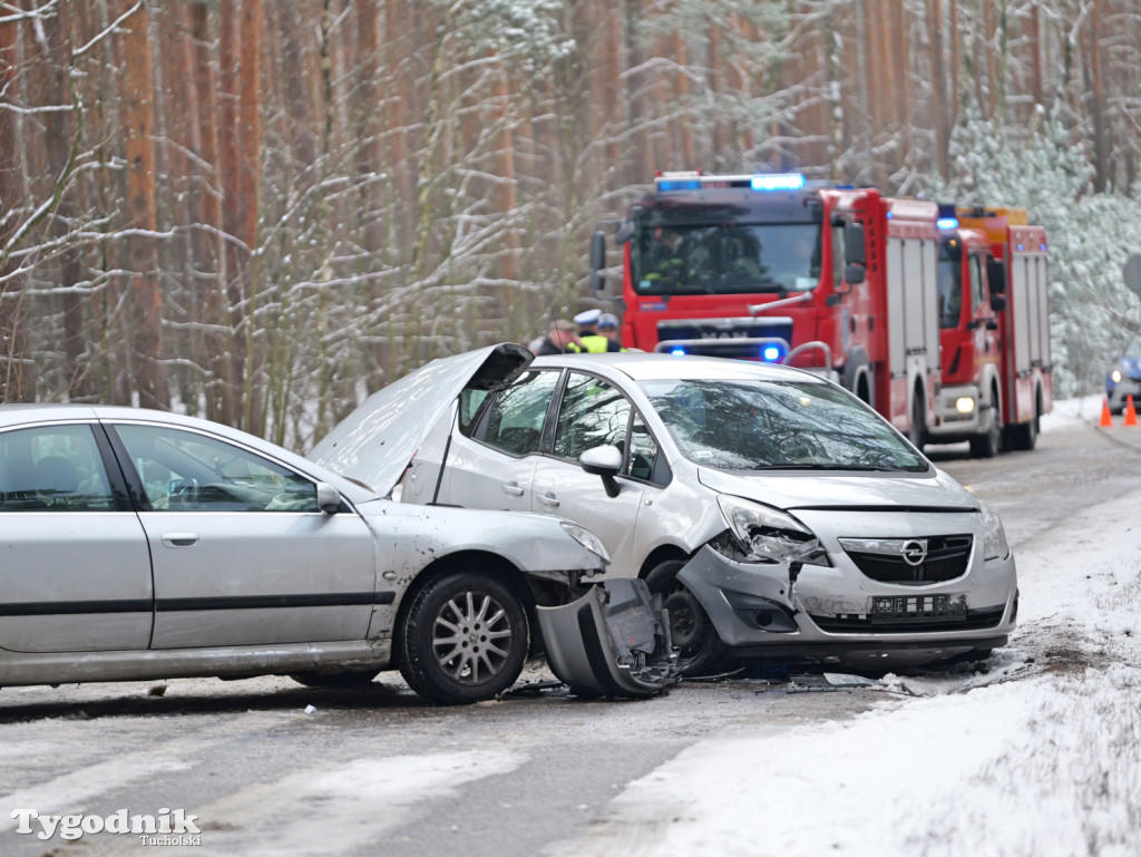 Wypadek na trasie Tuchola - Cekcyn, wtorek 18 lutego