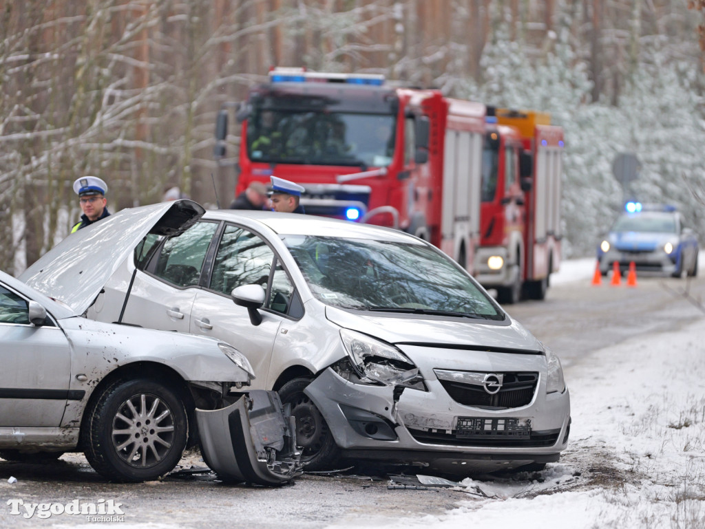 Wypadek na trasie Tuchola - Cekcyn, wtorek 18 lutego