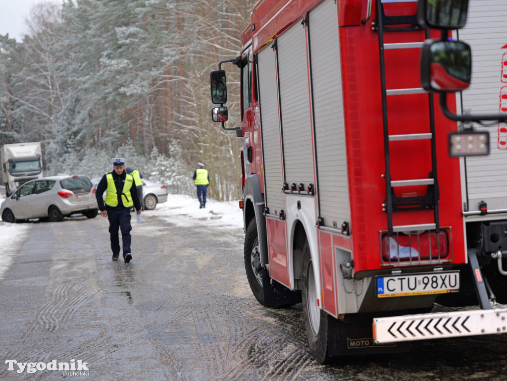 Wypadek na trasie Tuchola - Cekcyn, wtorek 18 lutego