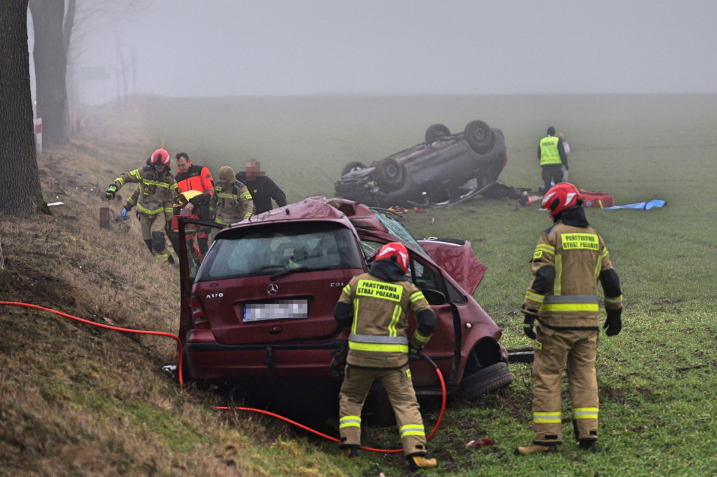 Wypadek na drodze Tuchola - Sępólno Kraj. (24 lutego)