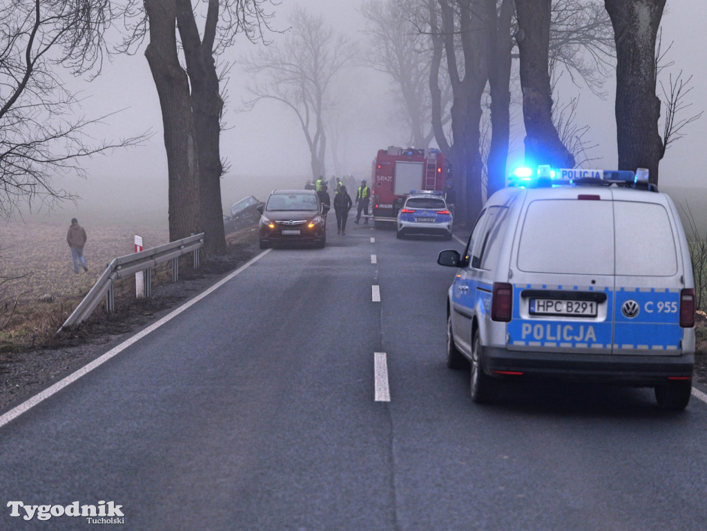 Wypadek na drodze Tuchola - Sępólno Kraj. (24 lutego)