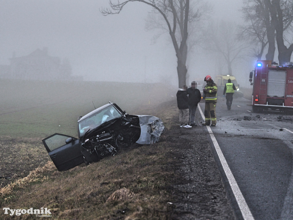 Wypadek na drodze Tuchola - Sępólno Kraj. (24 lutego)