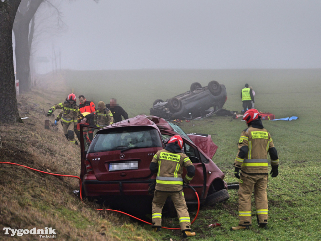 Wypadek na drodze Tuchola - Sępólno Kraj. (24 lutego)