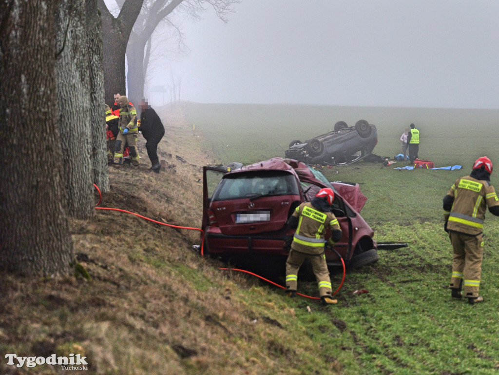 Wypadek na drodze Tuchola - Sępólno Kraj. (24 lutego)