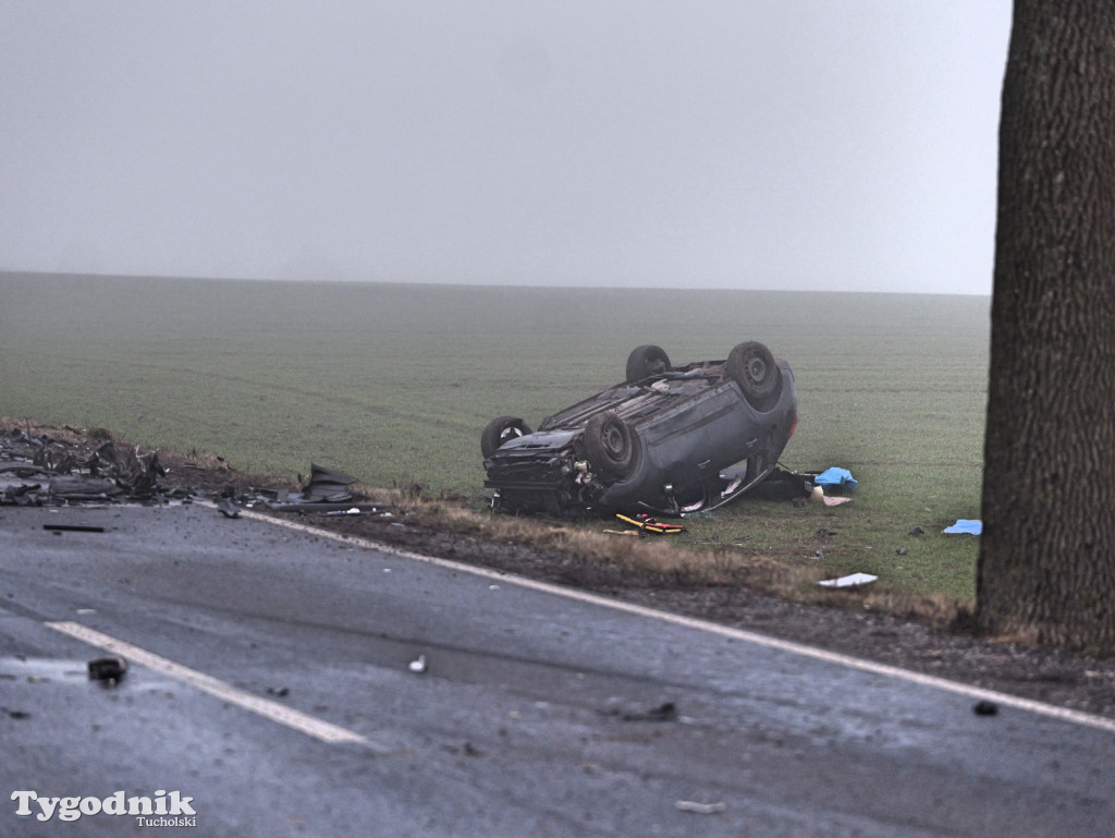 Wypadek na drodze Tuchola - Sępólno Kraj. (24 lutego)