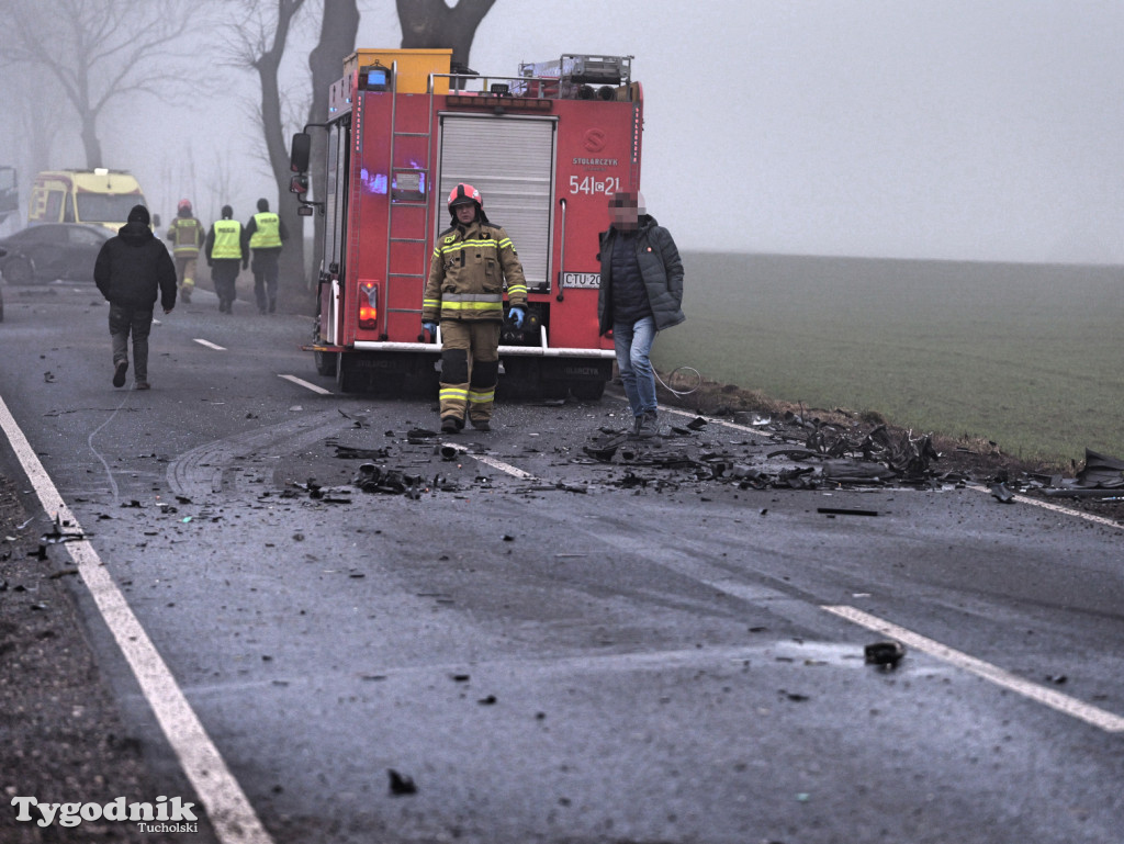 Wypadek na drodze Tuchola - Sępólno Kraj. (24 lutego)