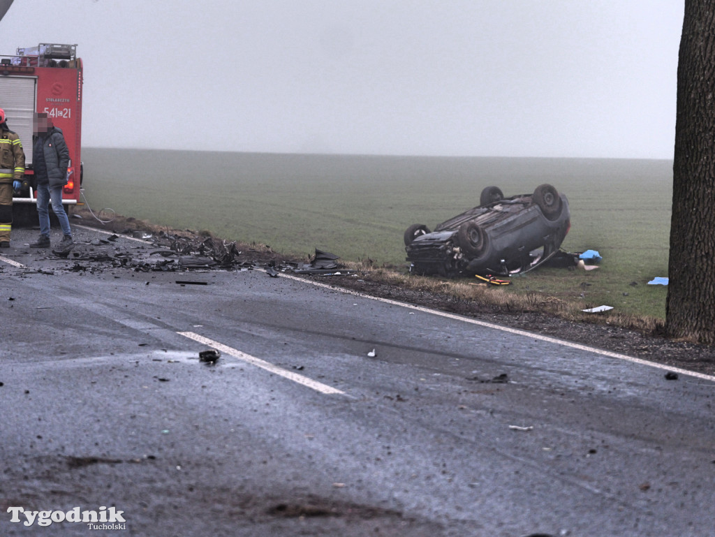 Wypadek na drodze Tuchola - Sępólno Kraj. (24 lutego)