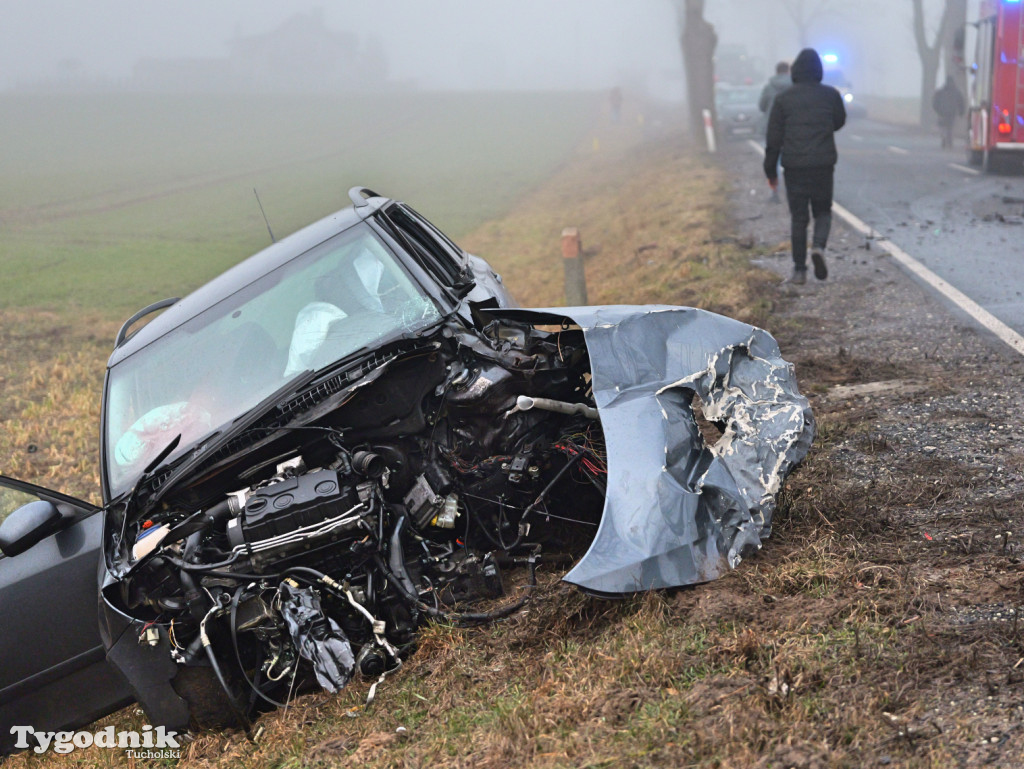 Wypadek na drodze Tuchola - Sępólno Kraj. (24 lutego)