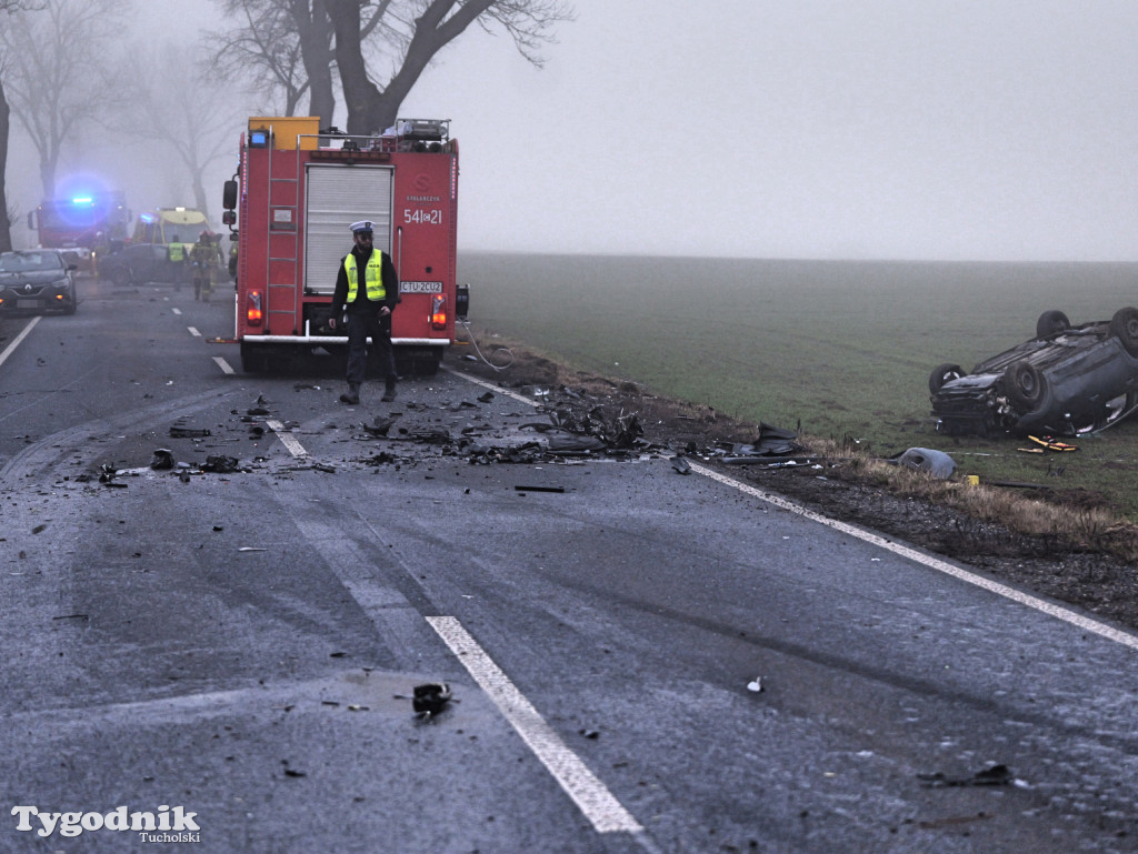 Wypadek na drodze Tuchola - Sępólno Kraj. (24 lutego)