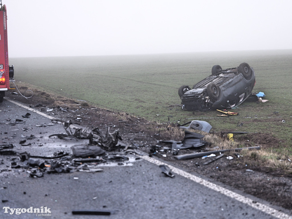 Wypadek na drodze Tuchola - Sępólno Kraj. (24 lutego)