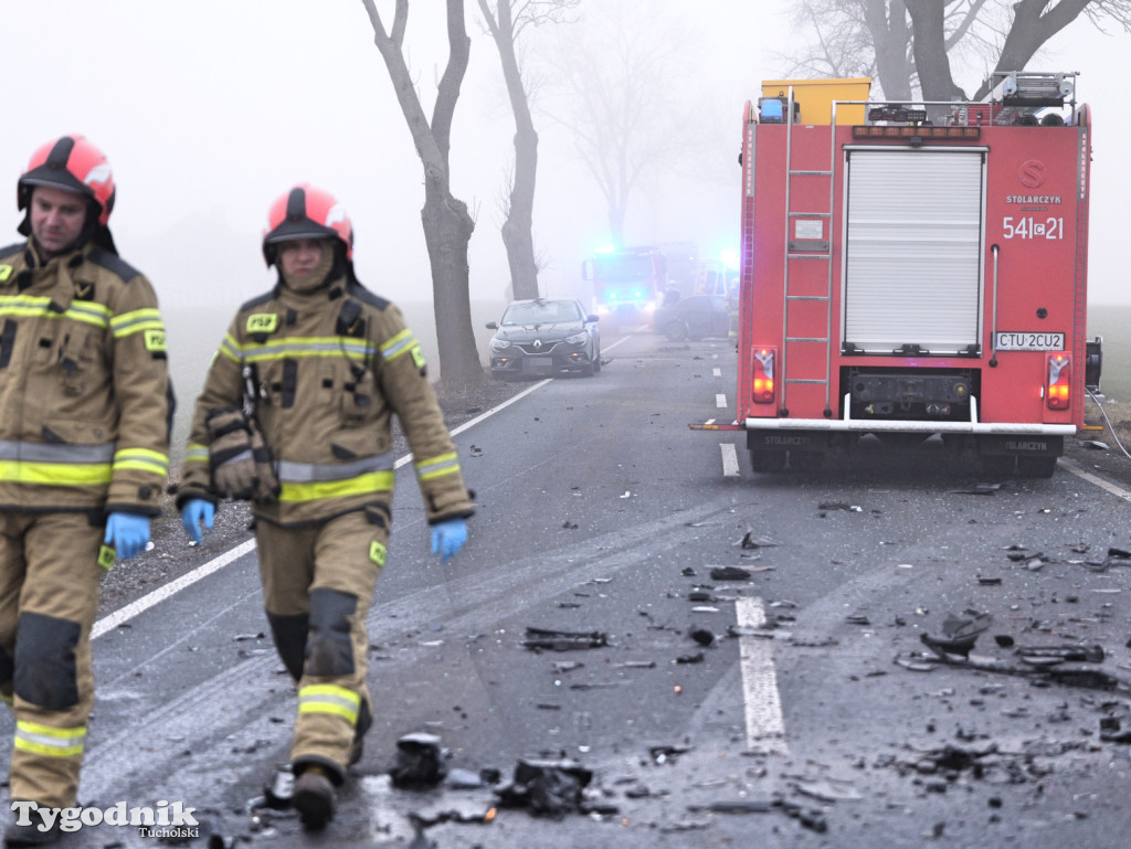 Wypadek na drodze Tuchola - Sępólno Kraj. (24 lutego)