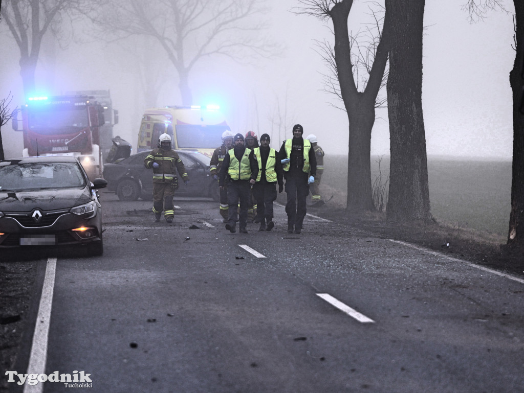 Wypadek na drodze Tuchola - Sępólno Kraj. (24 lutego)