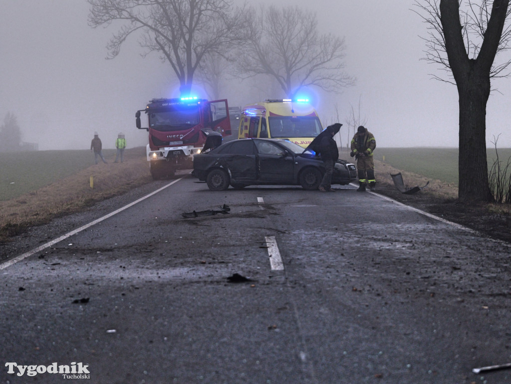 Wypadek na drodze Tuchola - Sępólno Kraj. (24 lutego)