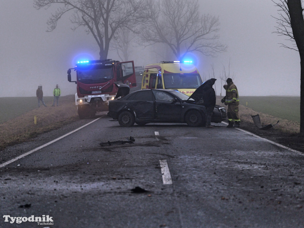 Wypadek na drodze Tuchola - Sępólno Kraj. (24 lutego)