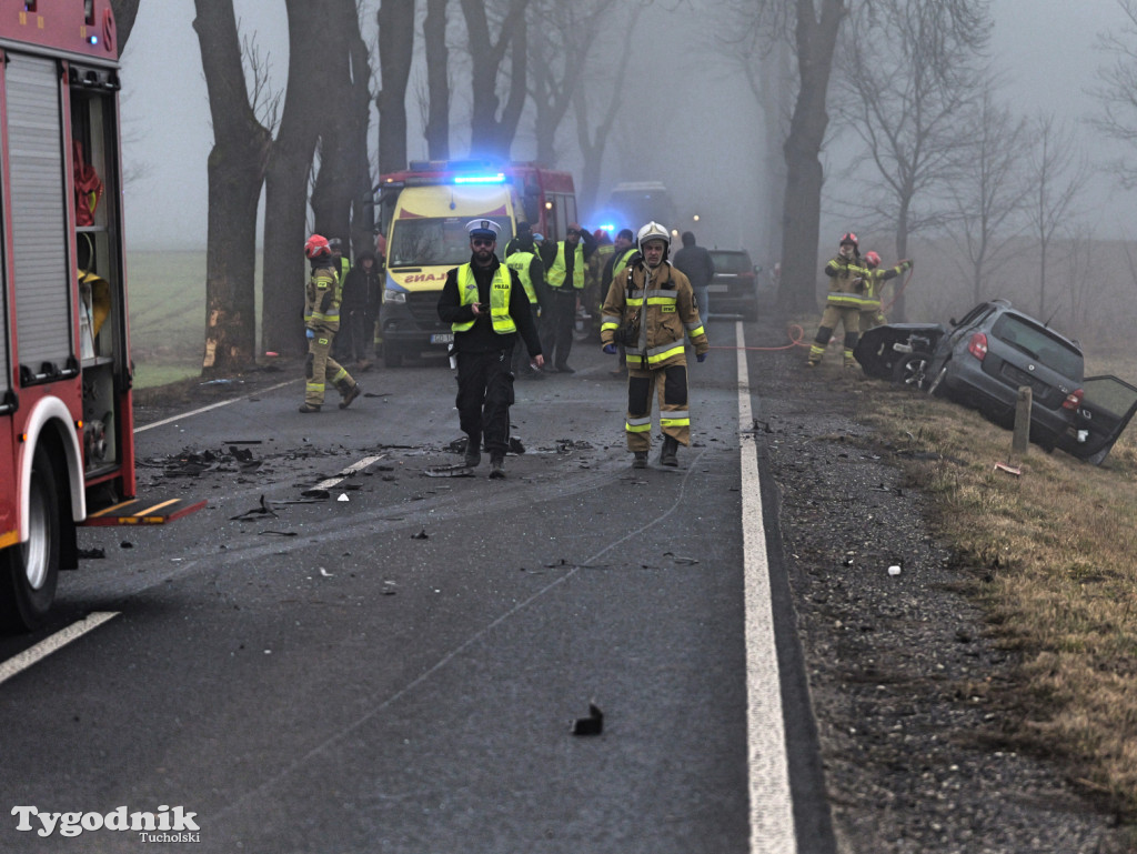 Wypadek na drodze Tuchola - Sępólno Kraj. (24 lutego)