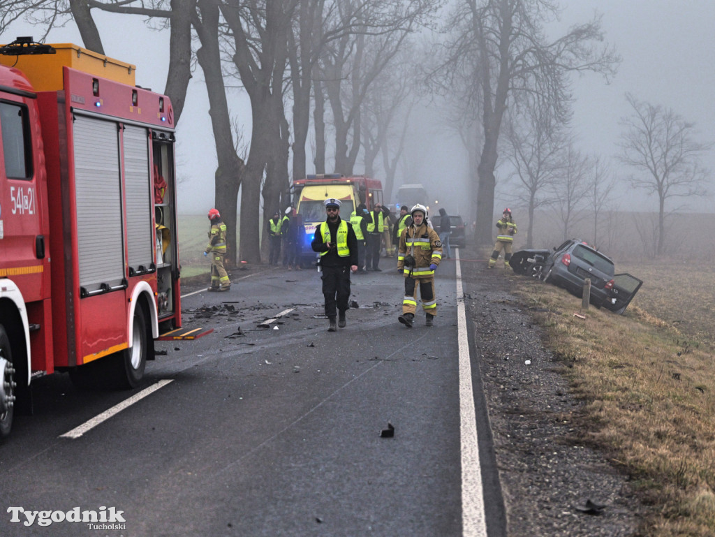 Wypadek na drodze Tuchola - Sępólno Kraj. (24 lutego)