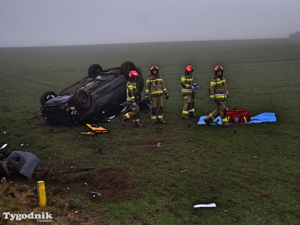 Wypadek na drodze Tuchola - Sępólno Kraj. (24 lutego)