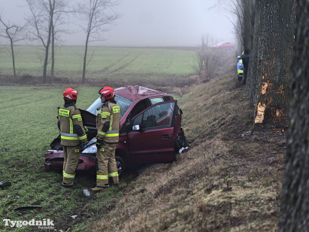 Wypadek na drodze Tuchola - Sępólno Kraj. (24 lutego)