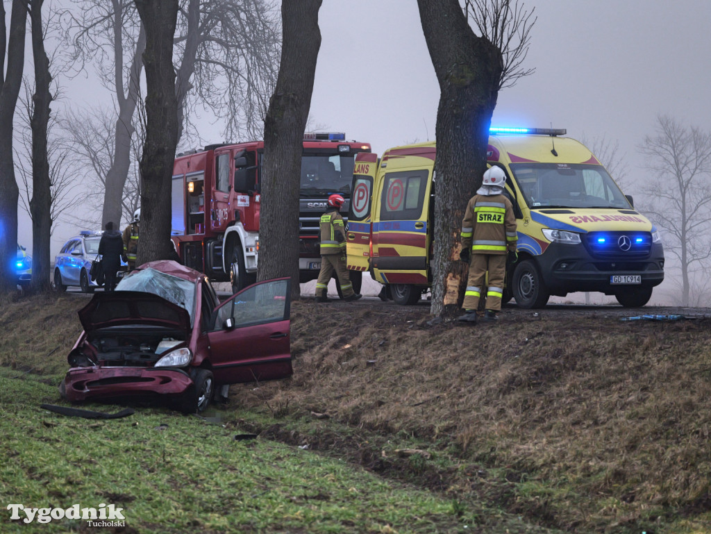 Wypadek na drodze Tuchola - Sępólno Kraj. (24 lutego)