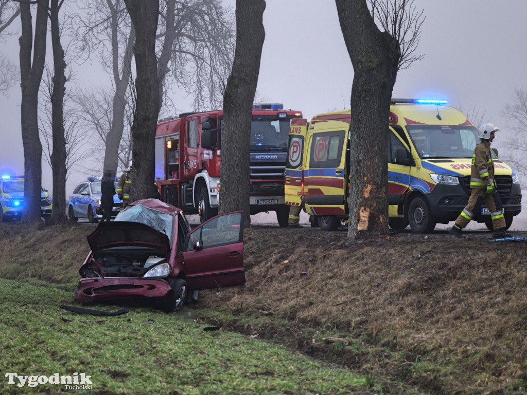 Wypadek na drodze Tuchola - Sępólno Kraj. (24 lutego)