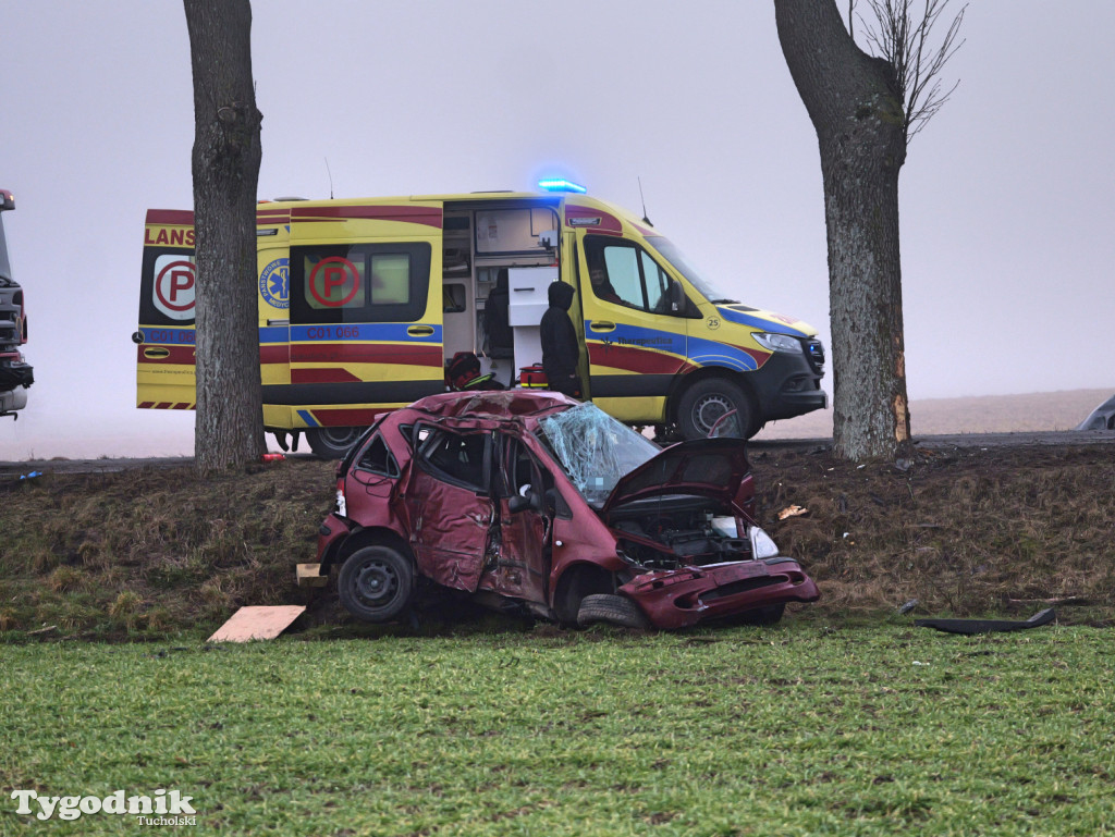 Wypadek na drodze Tuchola - Sępólno Kraj. (24 lutego)