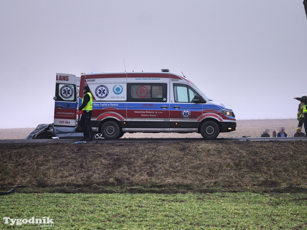 Wypadek na drodze Tuchola - Sępólno Kraj. (24 lutego)