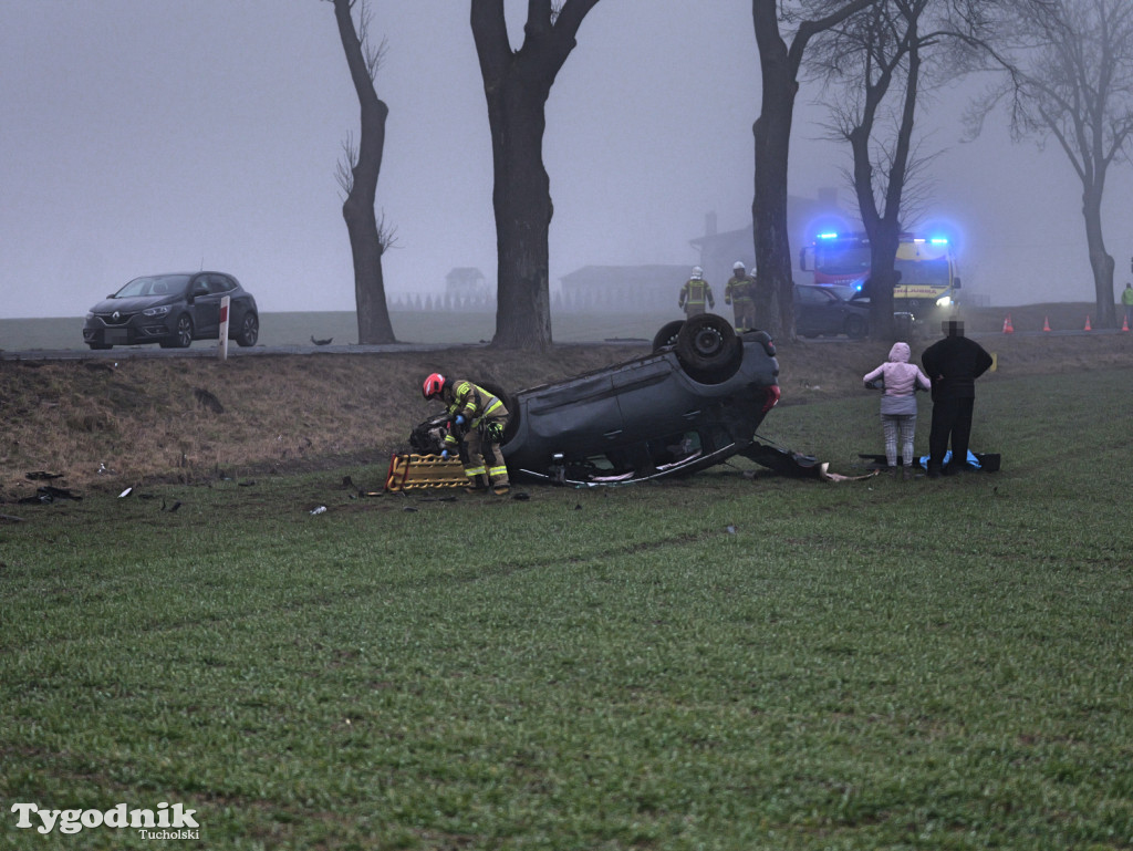 Wypadek na drodze Tuchola - Sępólno Kraj. (24 lutego)