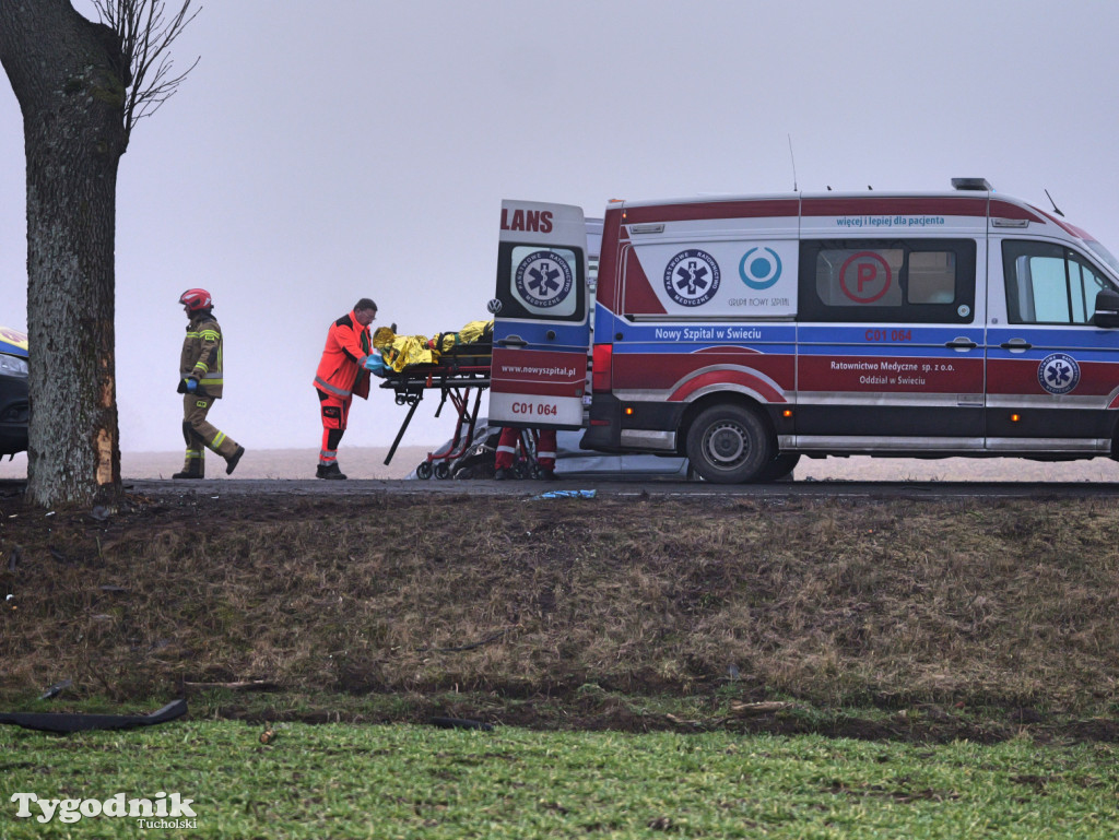 Wypadek na drodze Tuchola - Sępólno Kraj. (24 lutego)