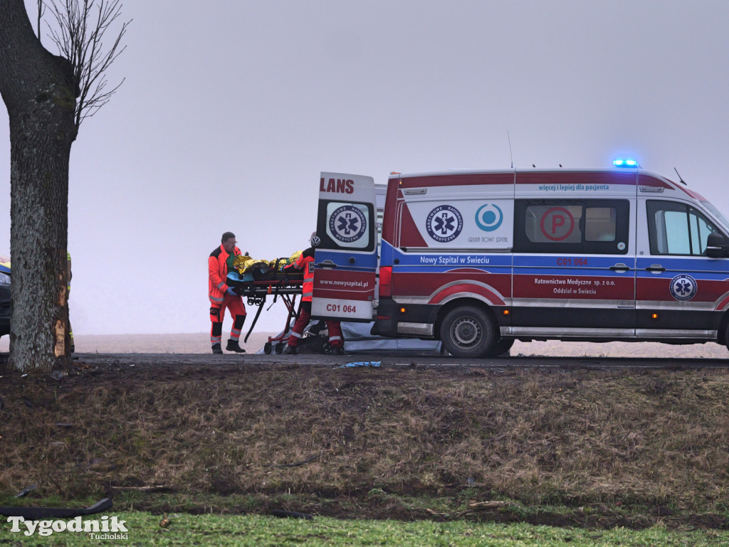 Wypadek na drodze Tuchola - Sępólno Kraj. (24 lutego)