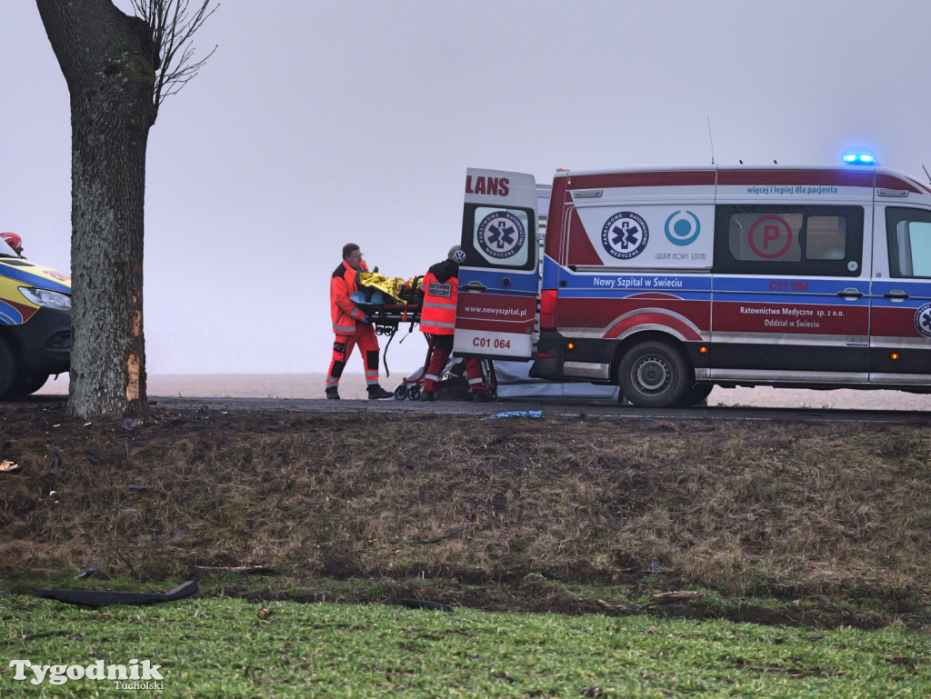 Wypadek na drodze Tuchola - Sępólno Kraj. (24 lutego)