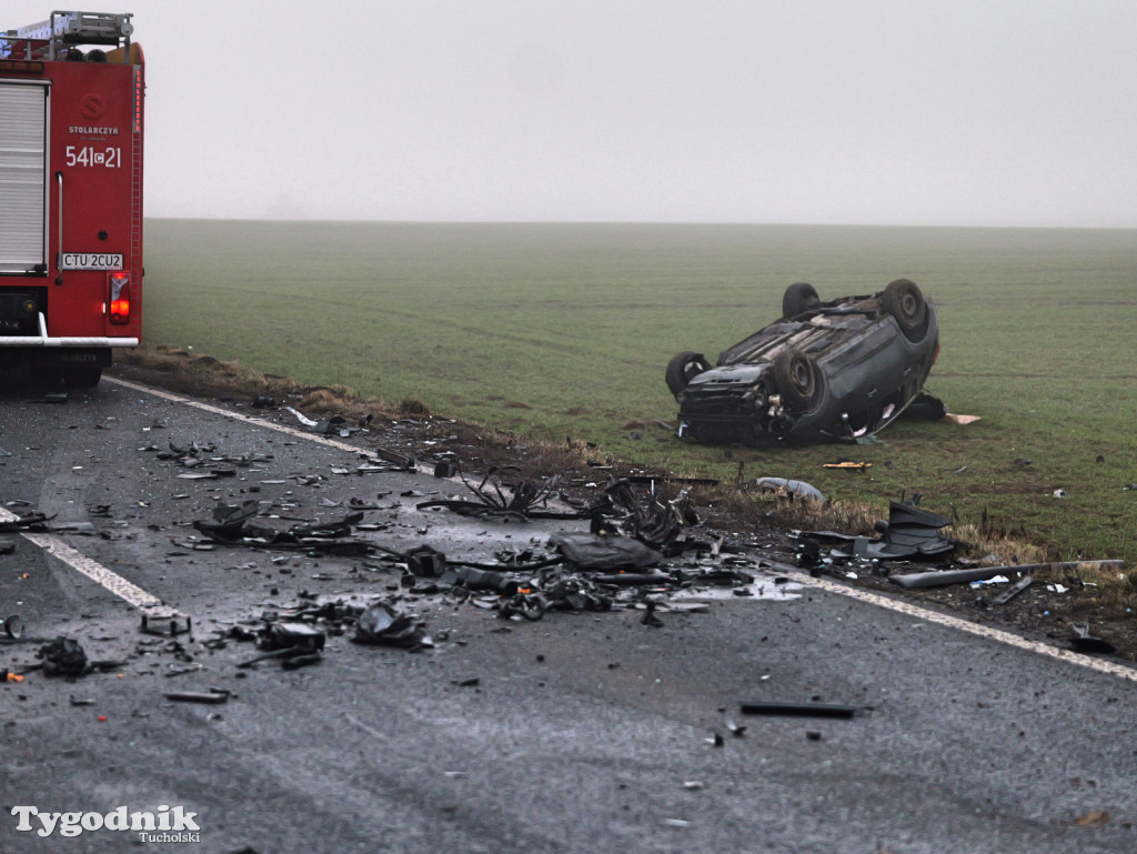 Wypadek na drodze Tuchola - Sępólno Kraj. (24 lutego)