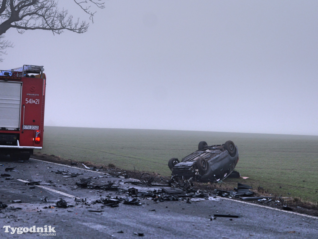 Wypadek na drodze Tuchola - Sępólno Kraj. (24 lutego)