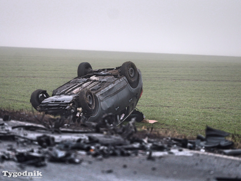 Wypadek na drodze Tuchola - Sępólno Kraj. (24 lutego)